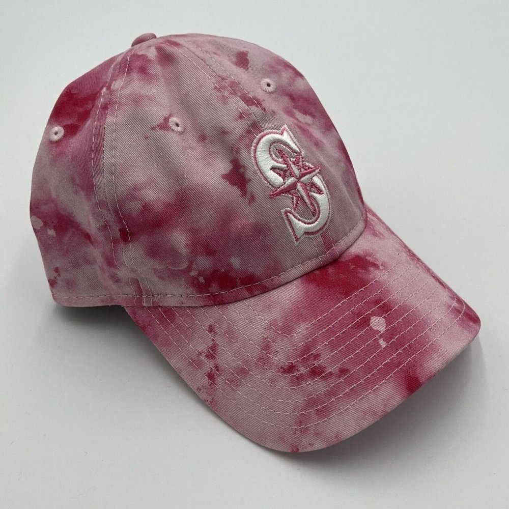 New Era Women's Hat Seattle Mariners Pink Tie Dye 9Twenty Adjustable Mom Cap